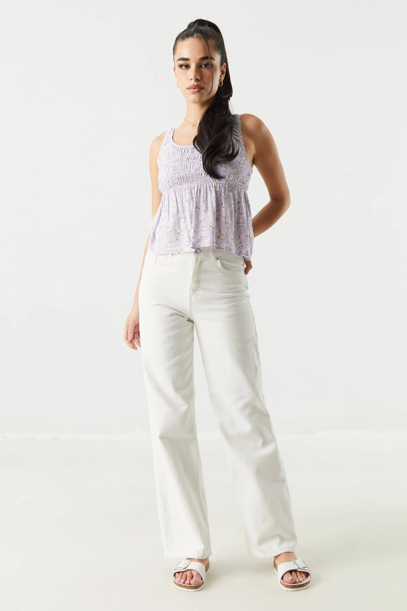 Lilac Floral Smocked Milkmaid Cami - Image 3