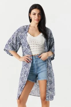 Paisley Print Kimono Cardigan