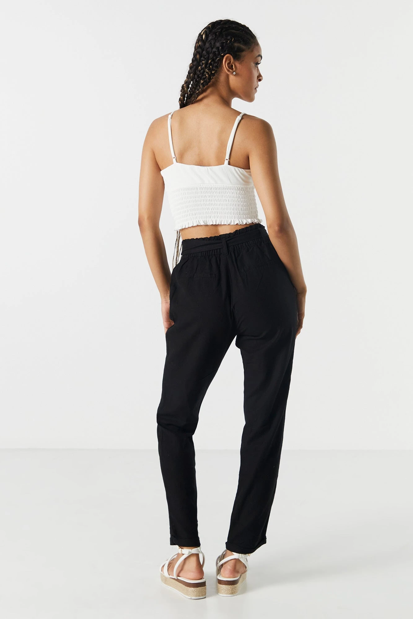 Linen Belted Paperbag Pant - Image 10
