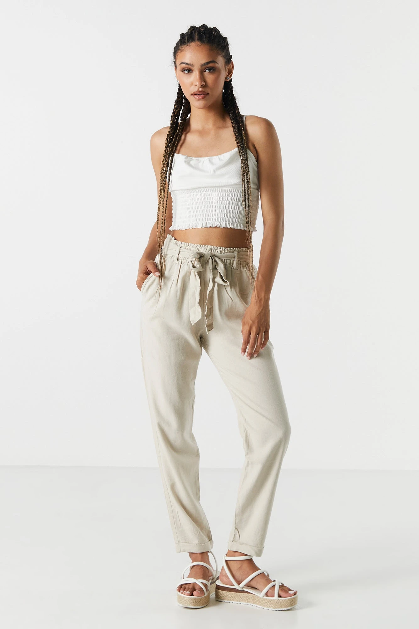 Linen Belted Paperbag Pant - Image 11