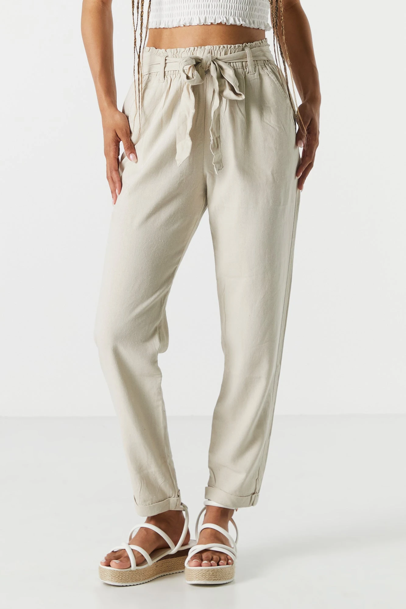 Linen Belted Paperbag Pant - Image 12