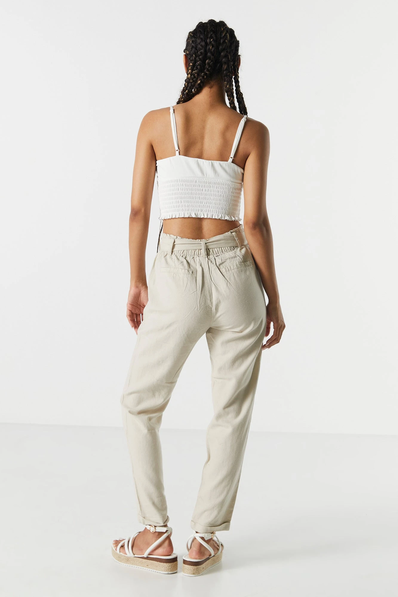 Linen Belted Paperbag Pant - Image 13