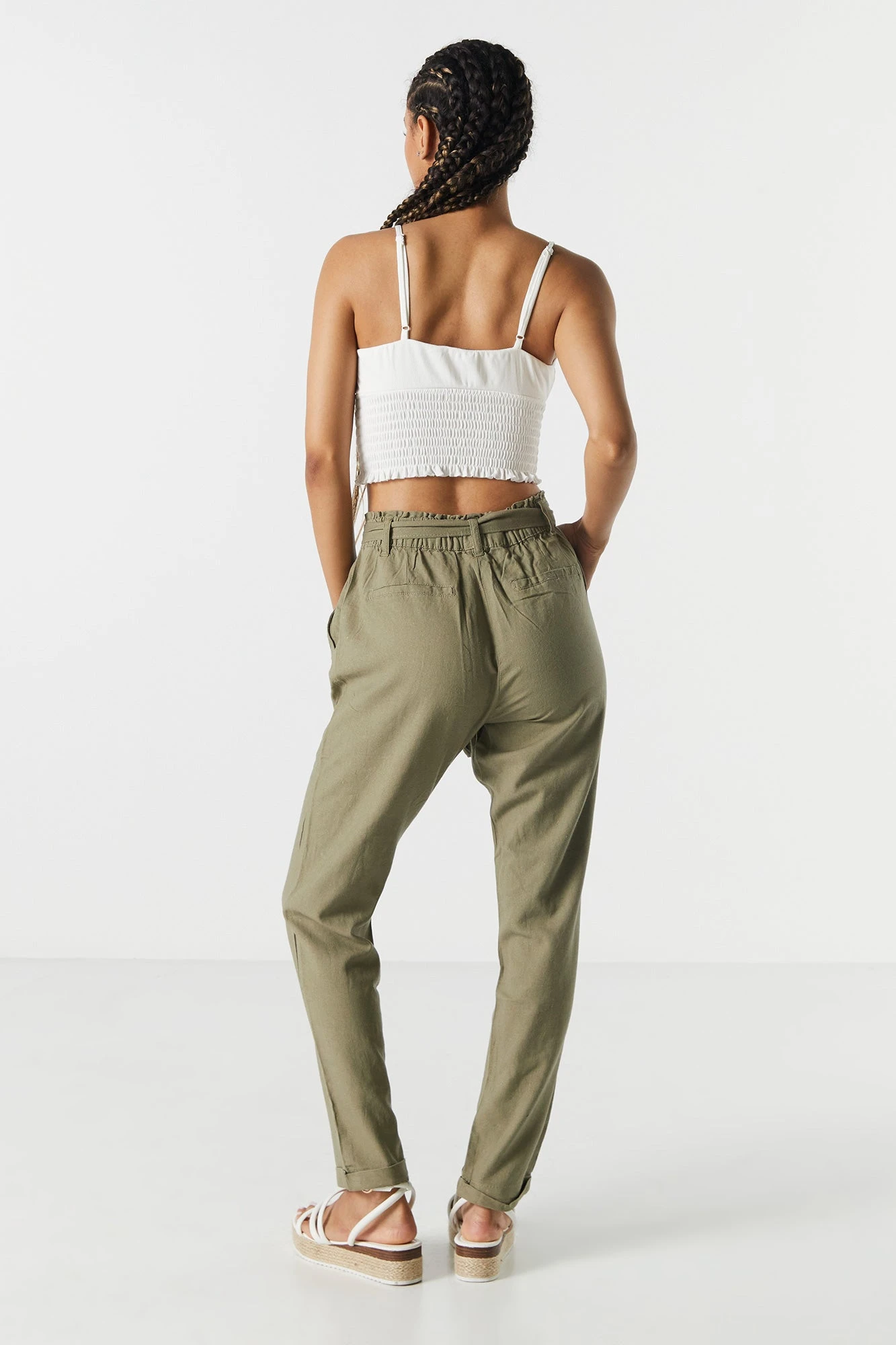 Linen Belted Paperbag Pant - Image 7