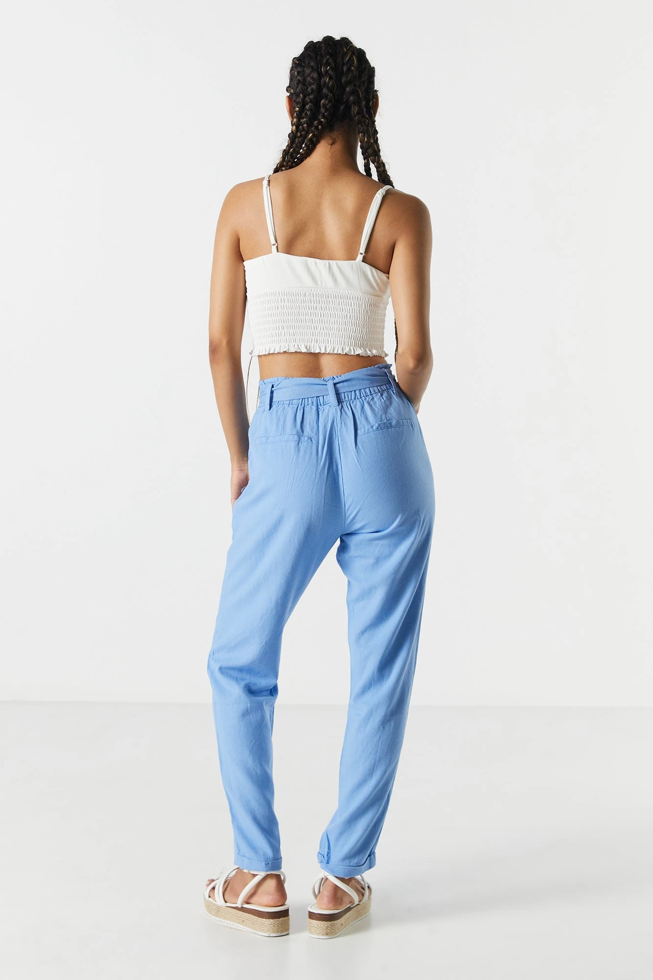Linen Belted Paperbag Pant - Image 4