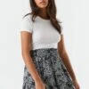 Black Floral Print Smock Tiered Skirt