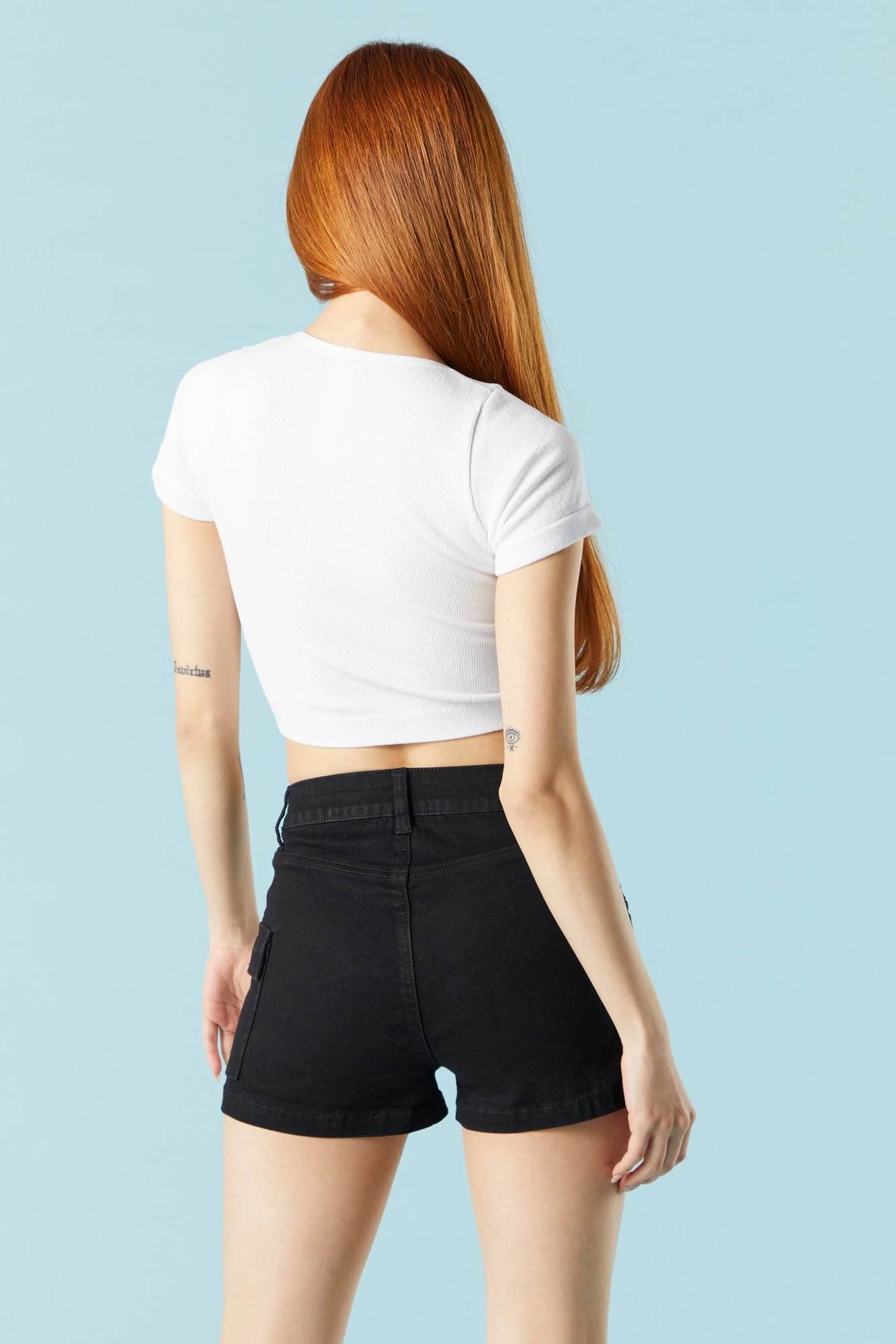 Black Wash Denim Cargo Short - Image 2