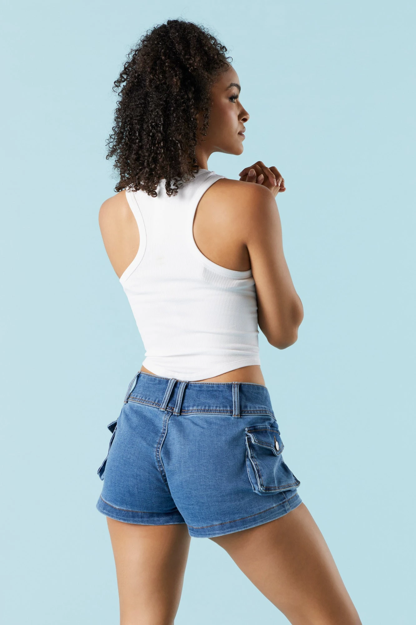 Medium Wash Denim Cargo Short - Image 2