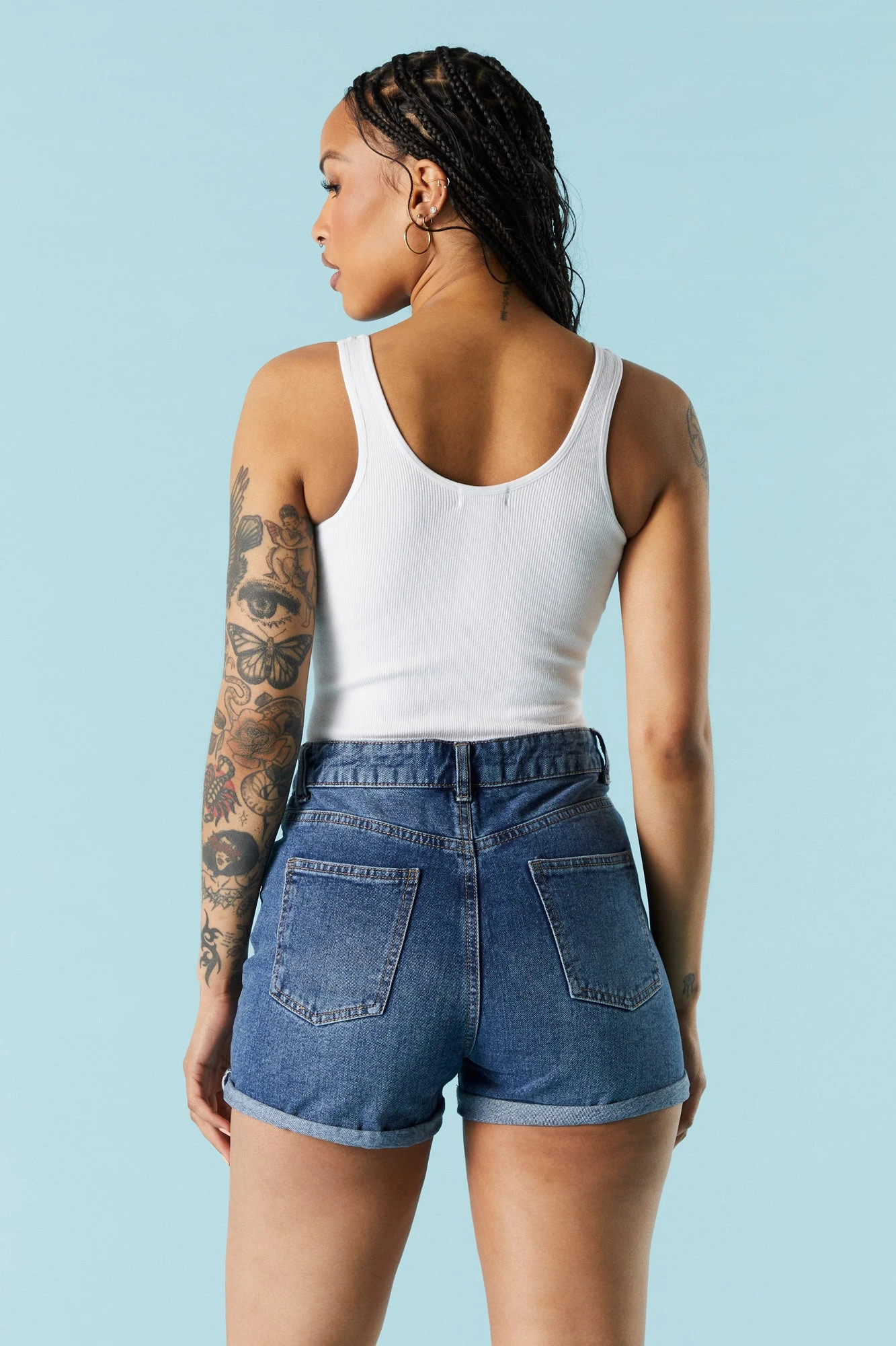 Refuge Mom Dark Wash Denim Short - Image 2