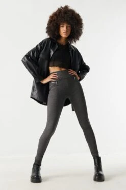 Soft Heather Gray High-Rise Zip Pocket Legging