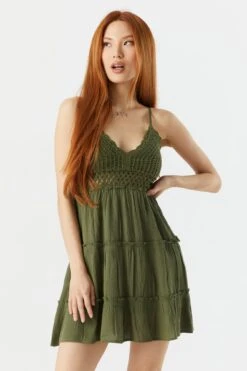 Crochet Tiered Mini Dress