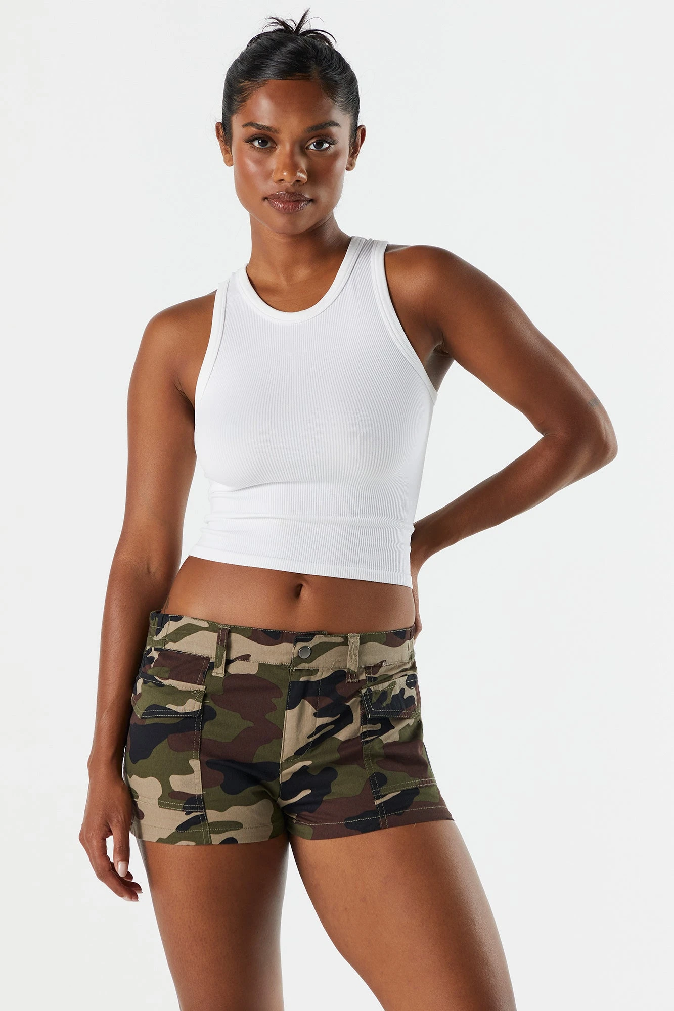 Camo Poplin Low Rise Cargo Short