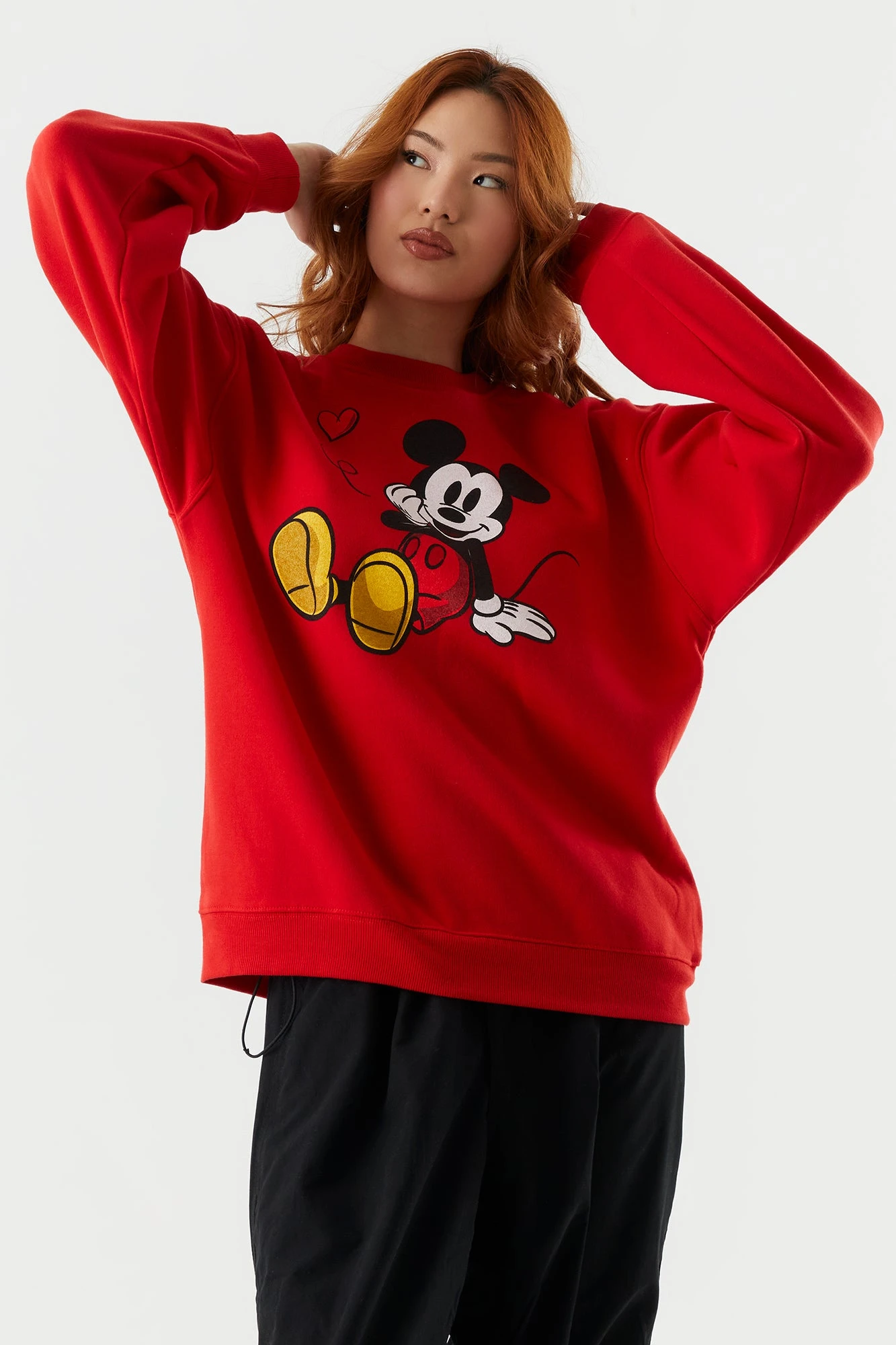 Mickey Mouse Heart Graphic Fleece Sweatshirt