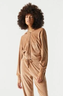 Velour Zip Skimmer Hoodie