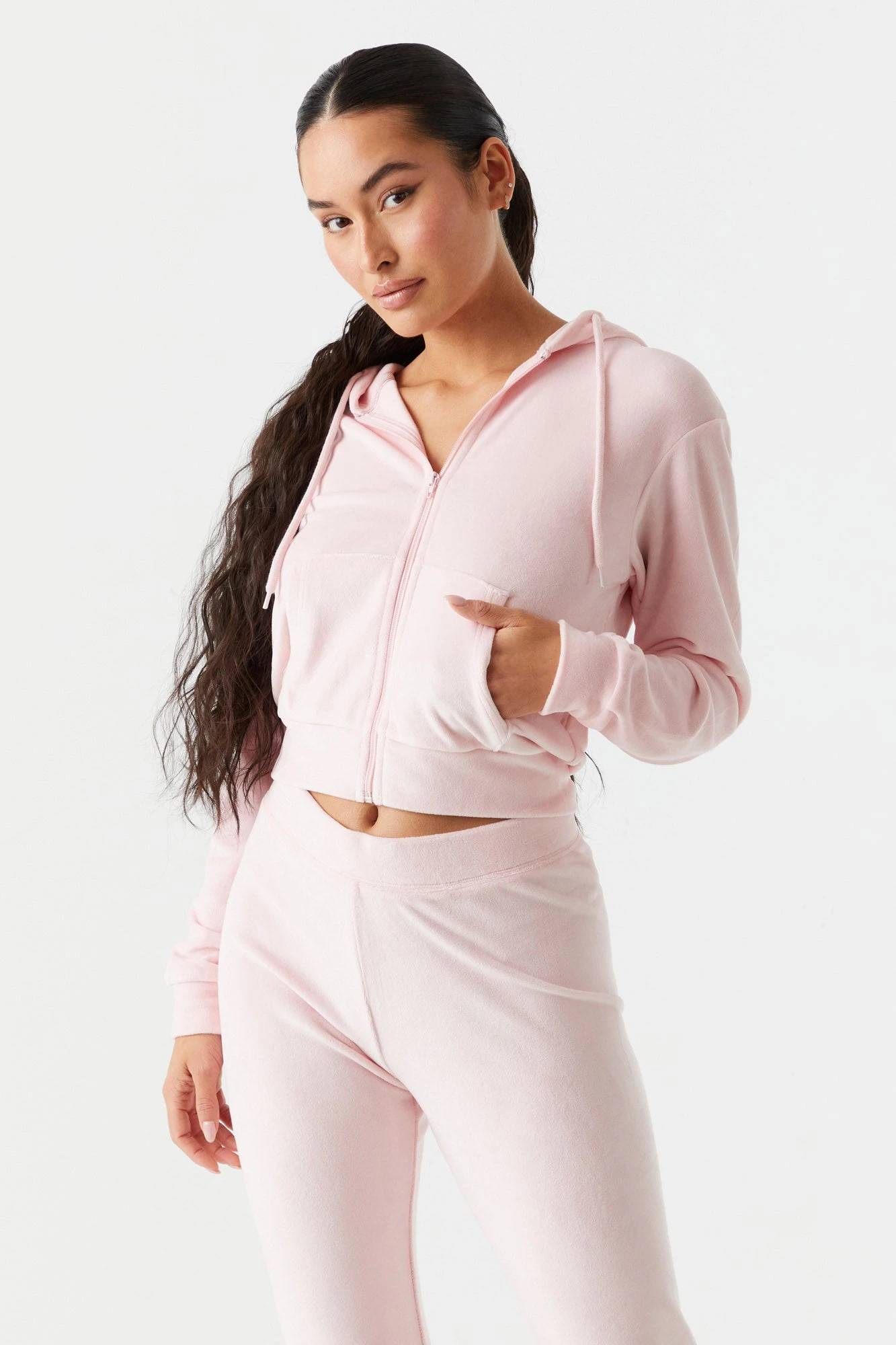 Crop Zip Velour Hoodie - Image 19