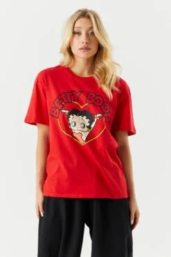 Valentine's Day Betty Boop Graphic Boyfriend T-Shirt
