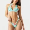 Tropical Print Ruched Bikini Bottom