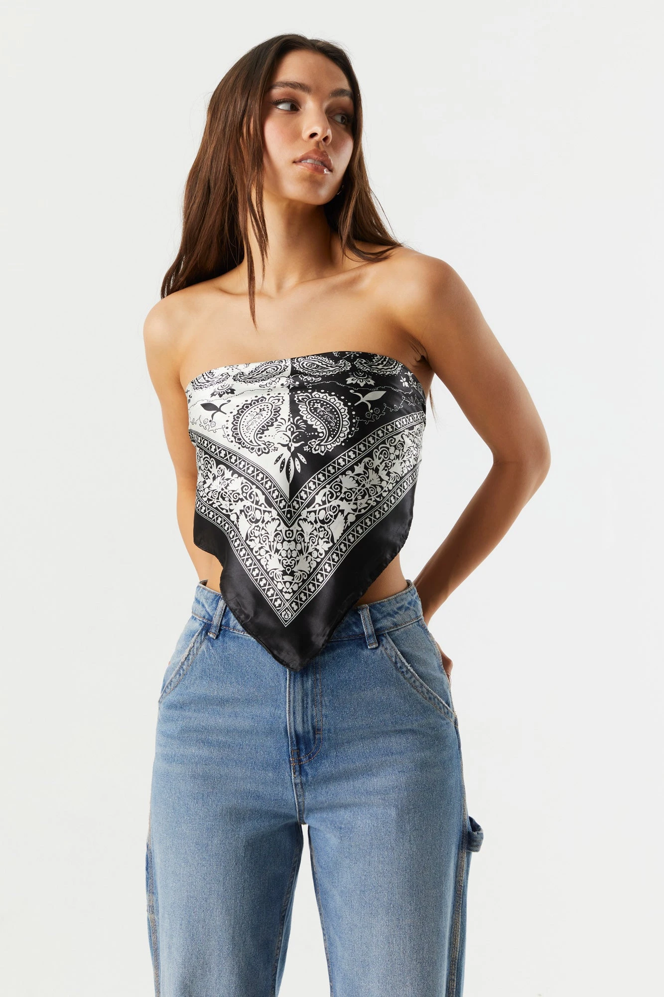 Black And White Paisley Print Multiway Scarf - Image 3