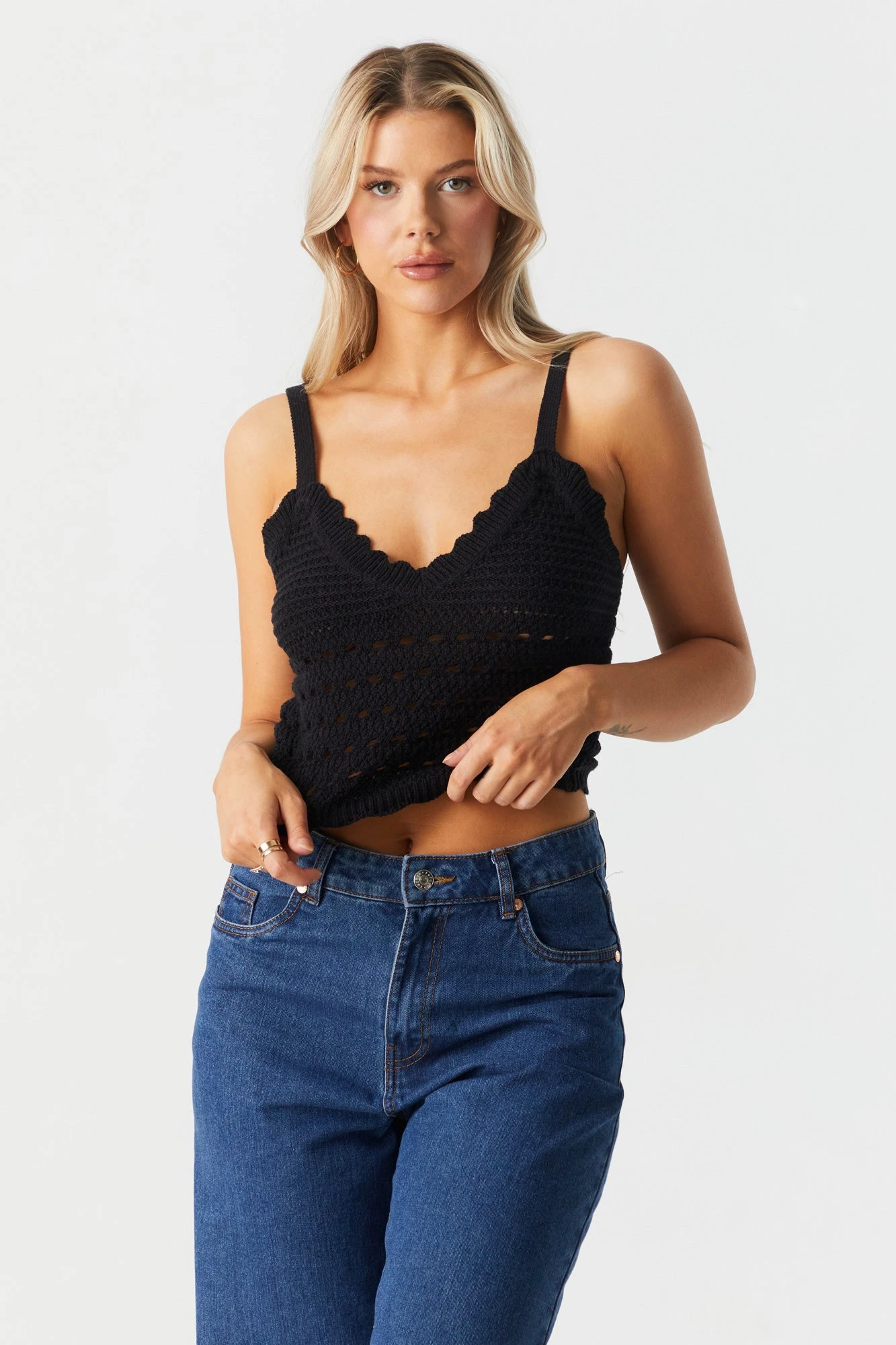 V-Neck Crop Crochet Tank - Image 6