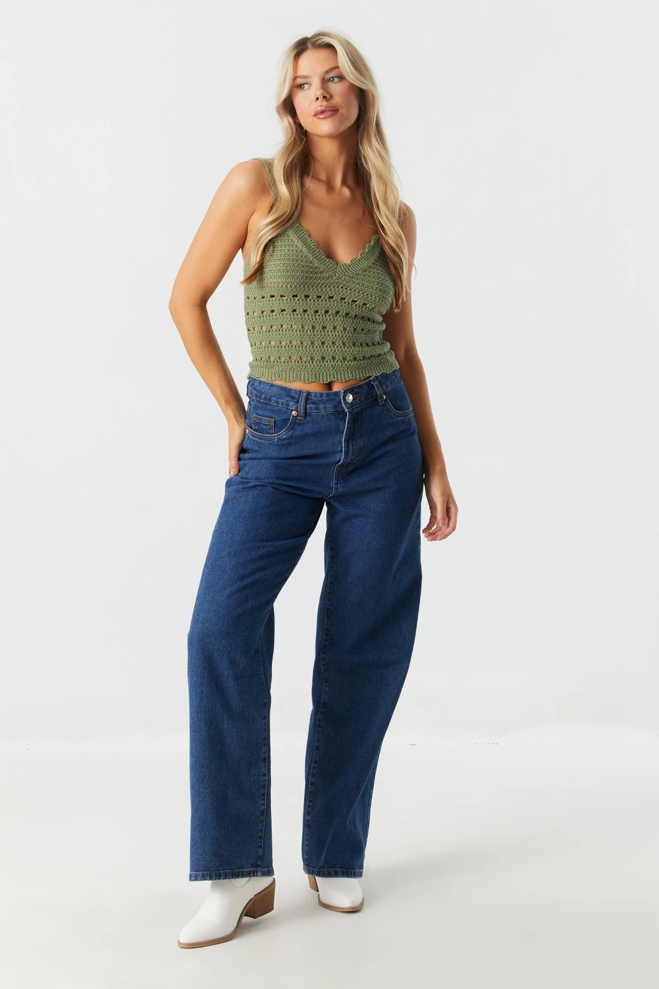 V-Neck Crop Crochet Tank - Image 14