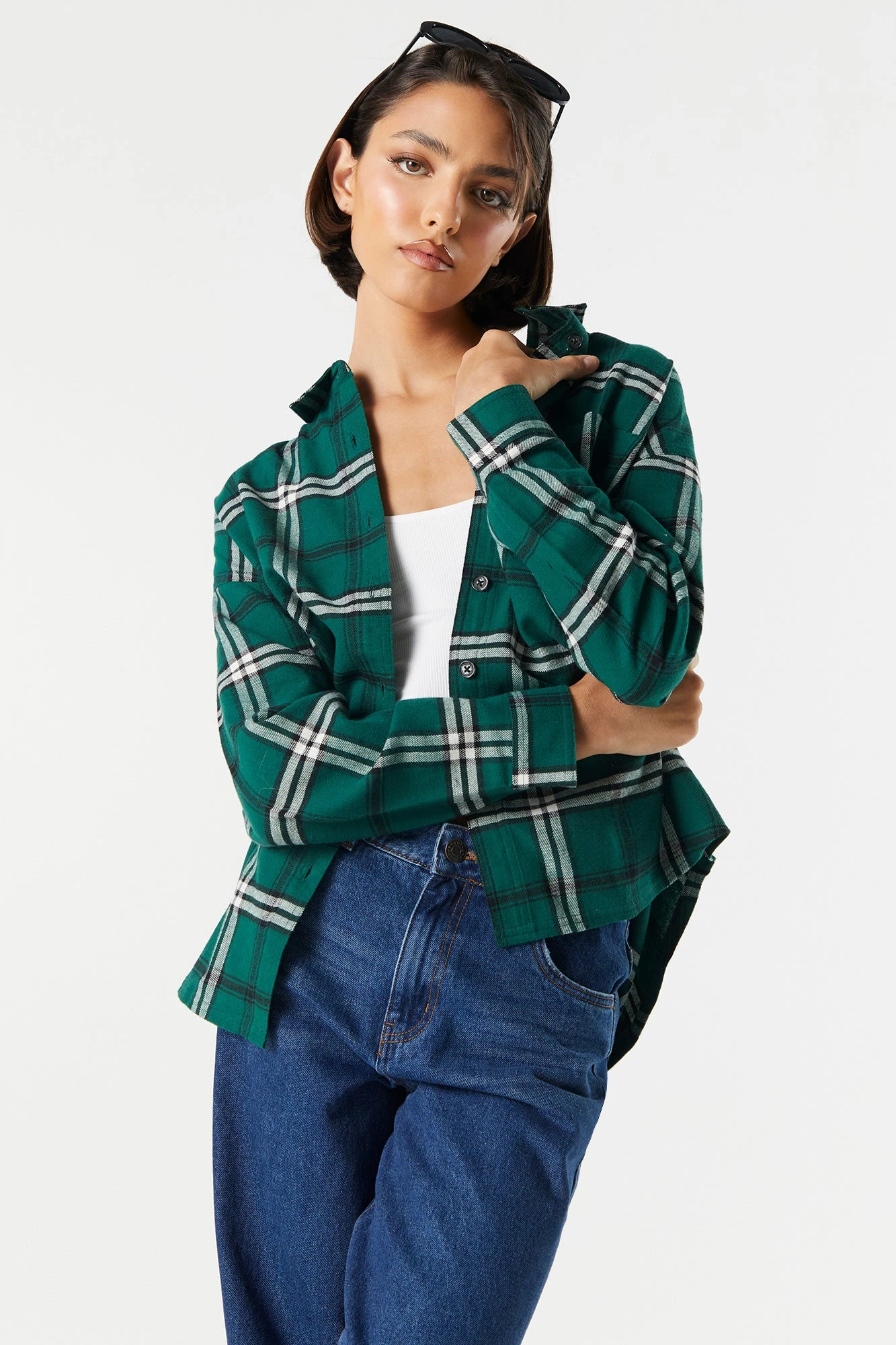 Classic Plaid Button-Up Top - Image 13