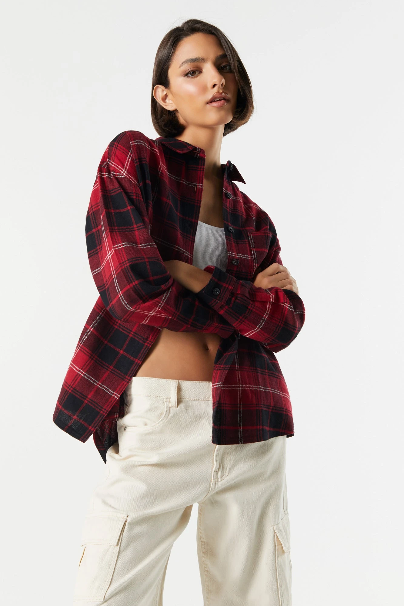 Classic Plaid Button-Up Top - Image 16