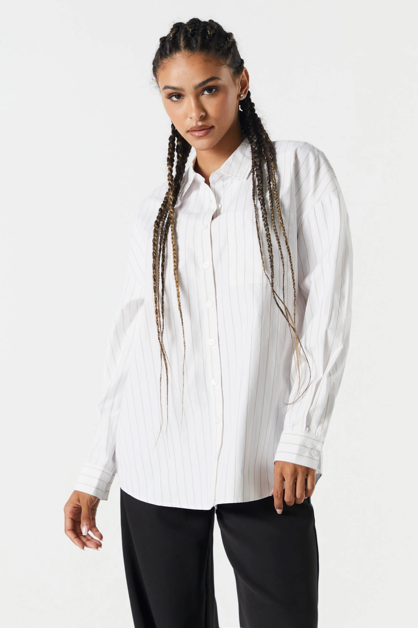 Pinstriped Button-Up Top - Image 7