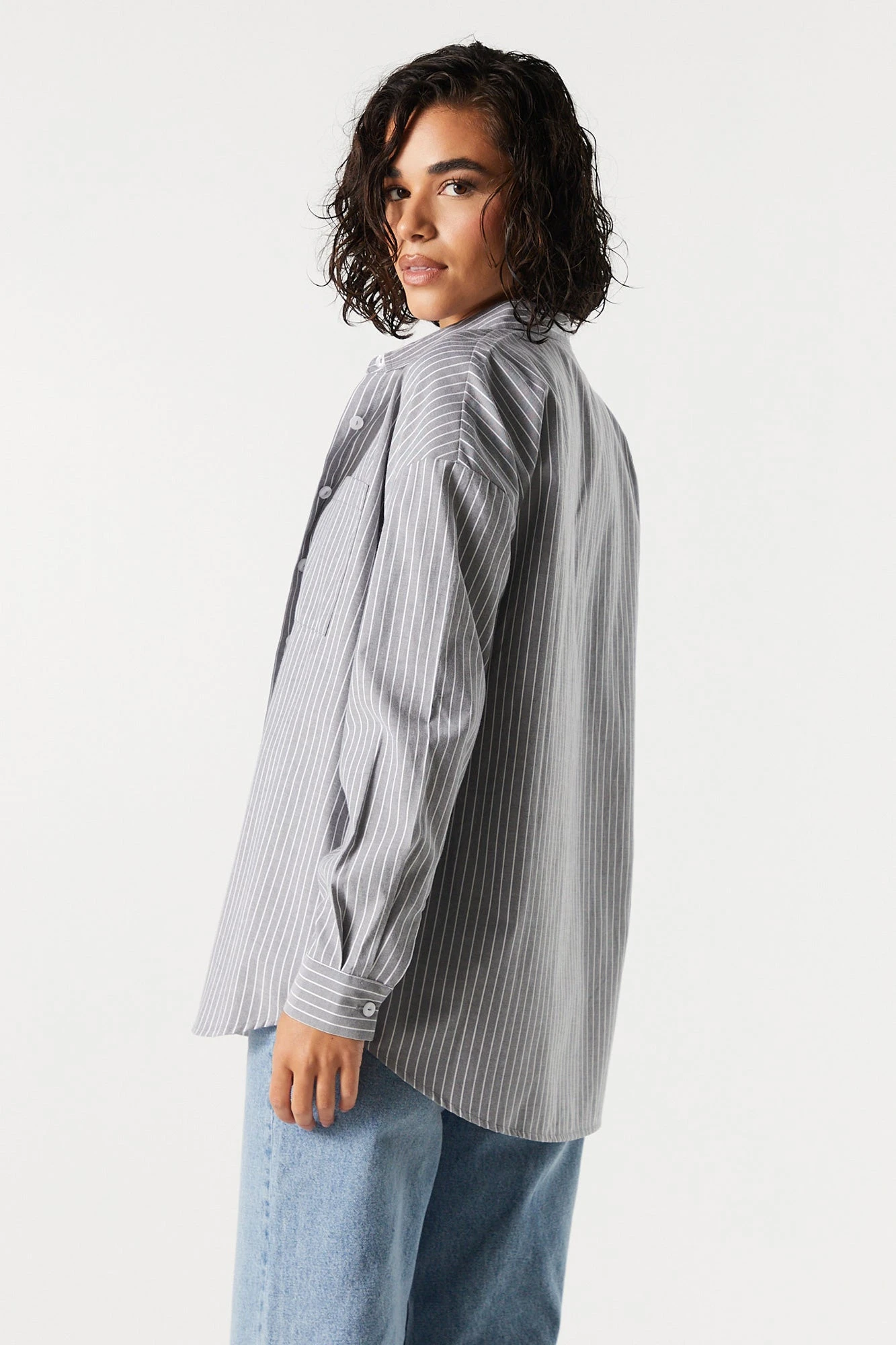 Pinstriped Button-Up Top - Image 2