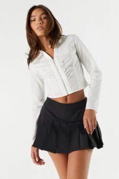 Poplin Collared Zip-Up Top