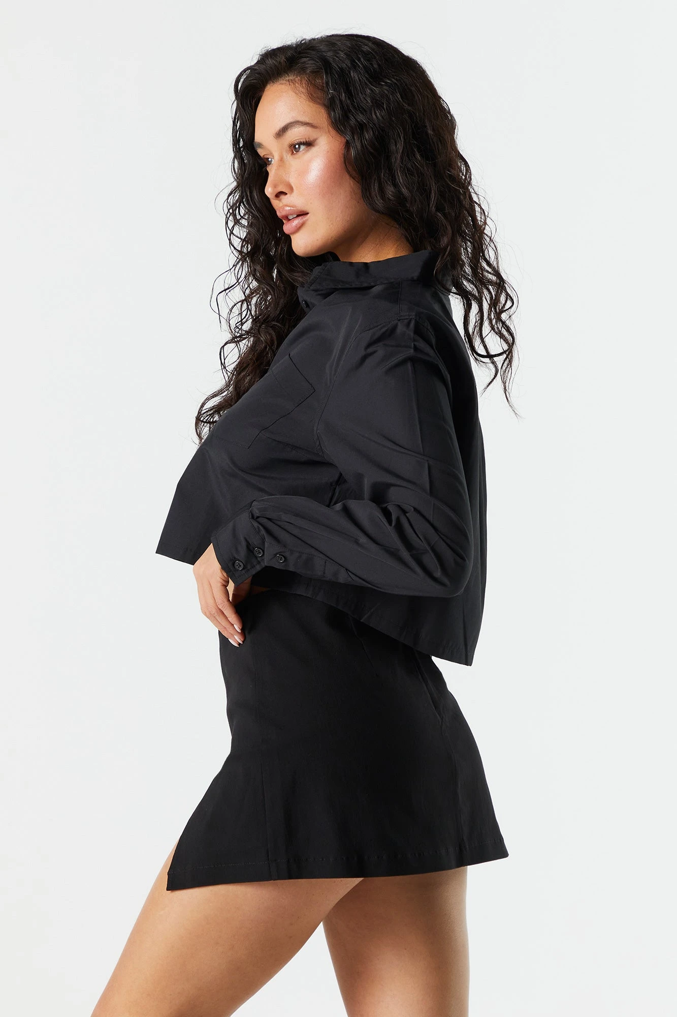 Poplin Cropped Button-Up Shirt - Image 5
