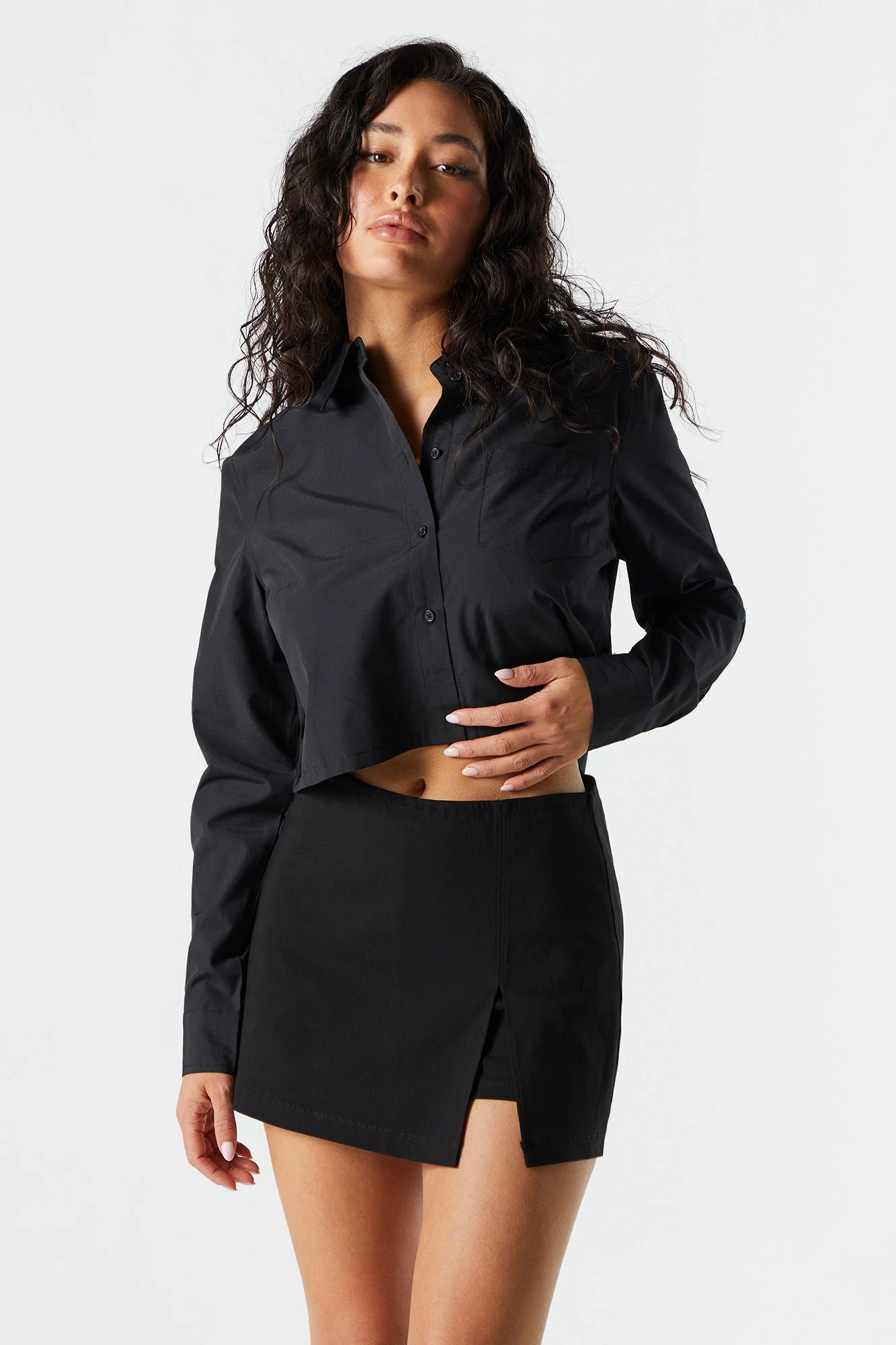 Poplin Cropped Button-Up Shirt - Image 4