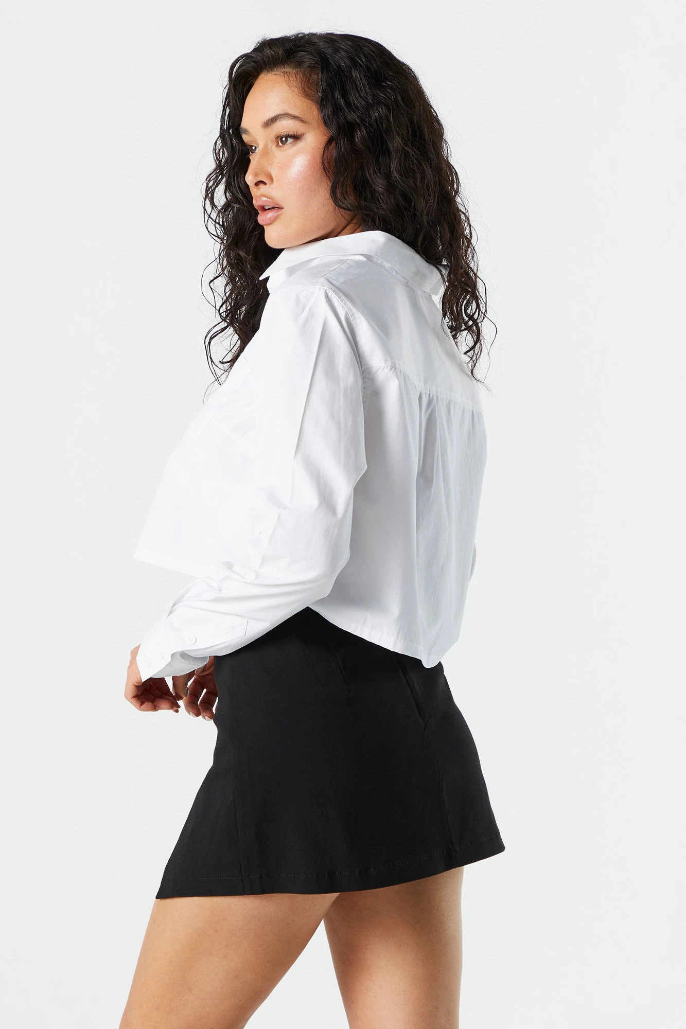 Poplin Cropped Button-Up Shirt - Image 2