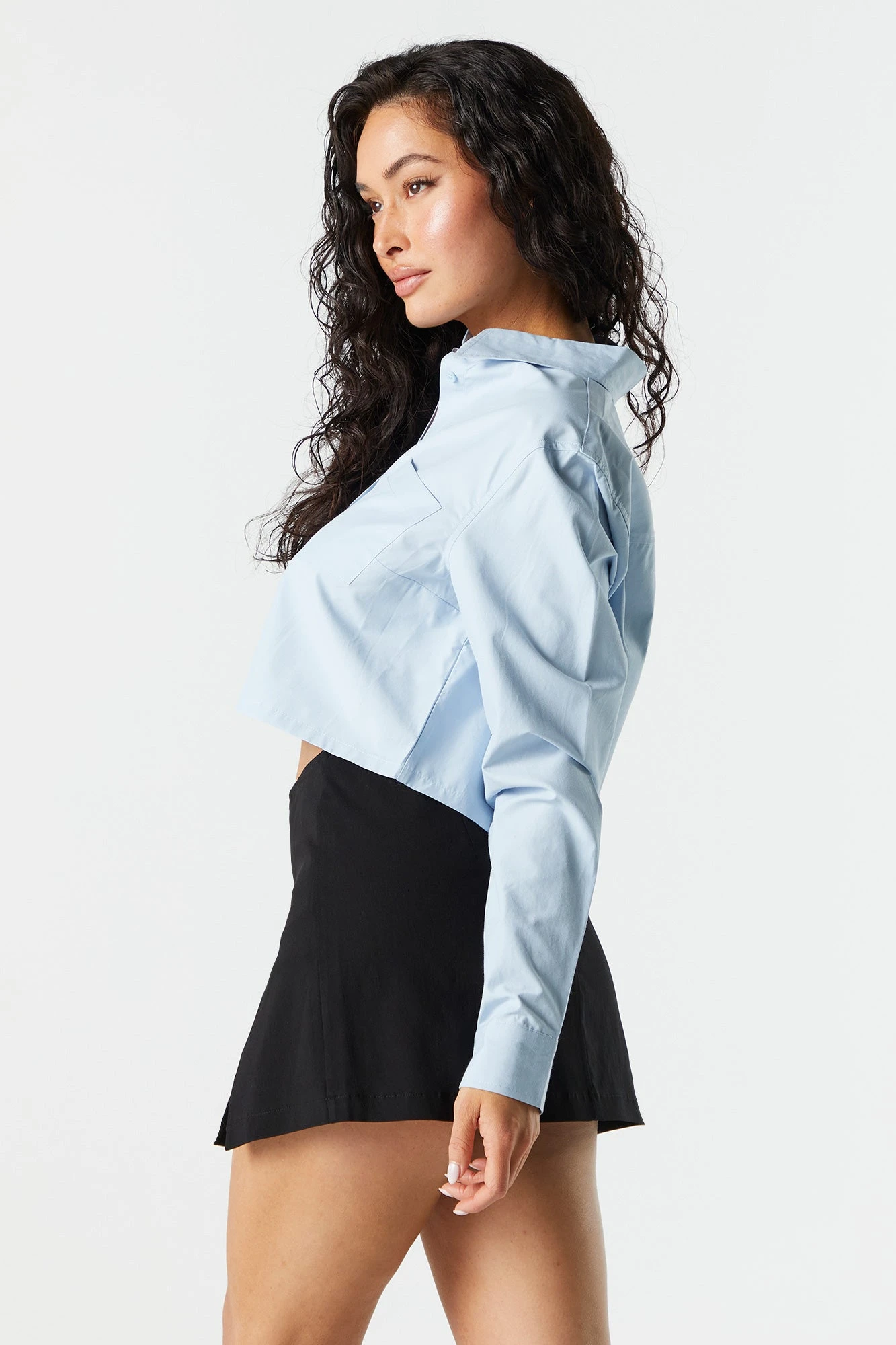 Poplin Cropped Button-Up Shirt - Image 8