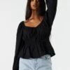 Elastic Waist Long Sleeve Top