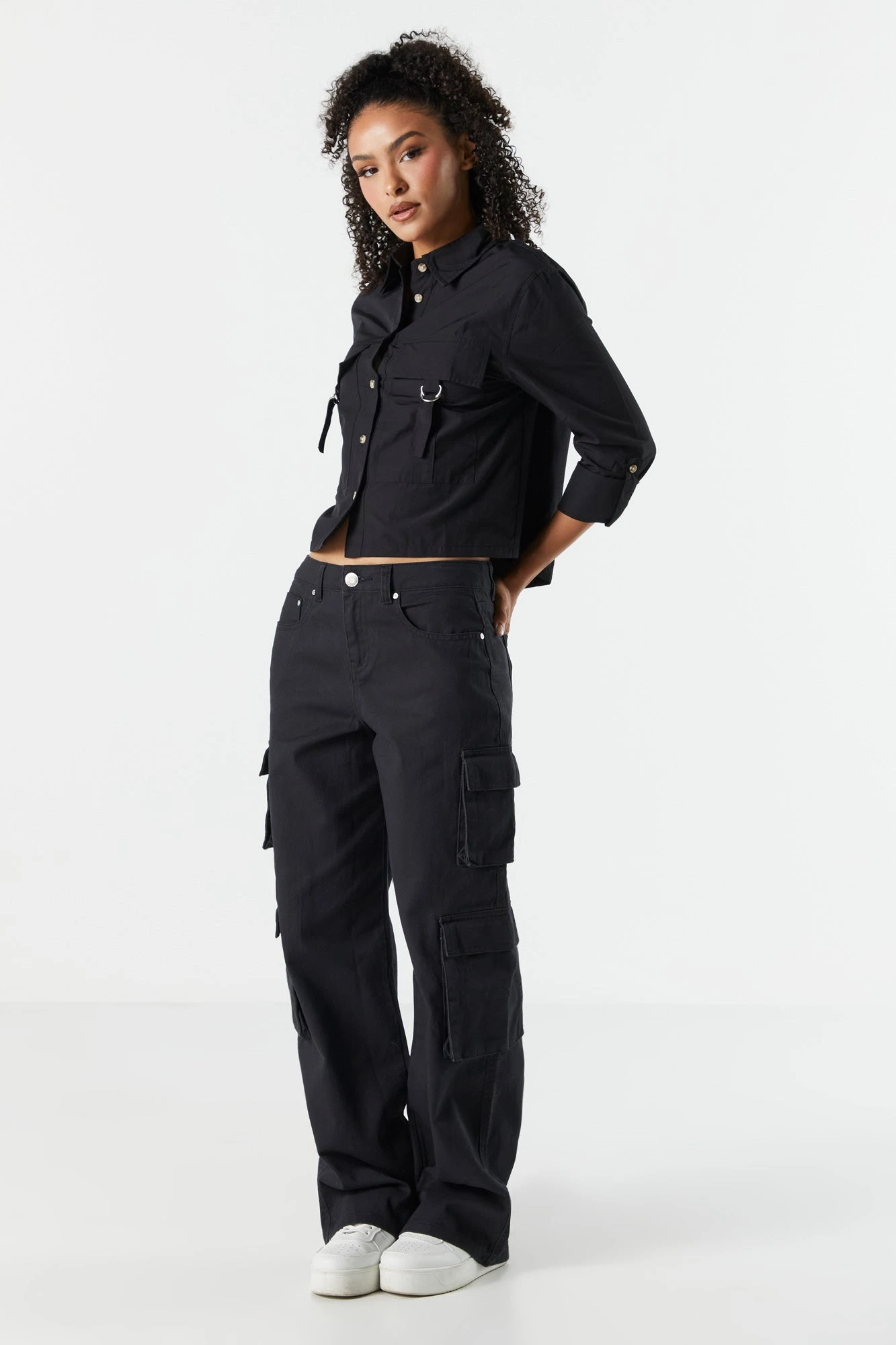 Oversized Poplin D-Ring Button-Up Top - Image 6