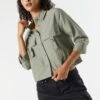 Oversized Poplin D-Ring Button-Up Top
