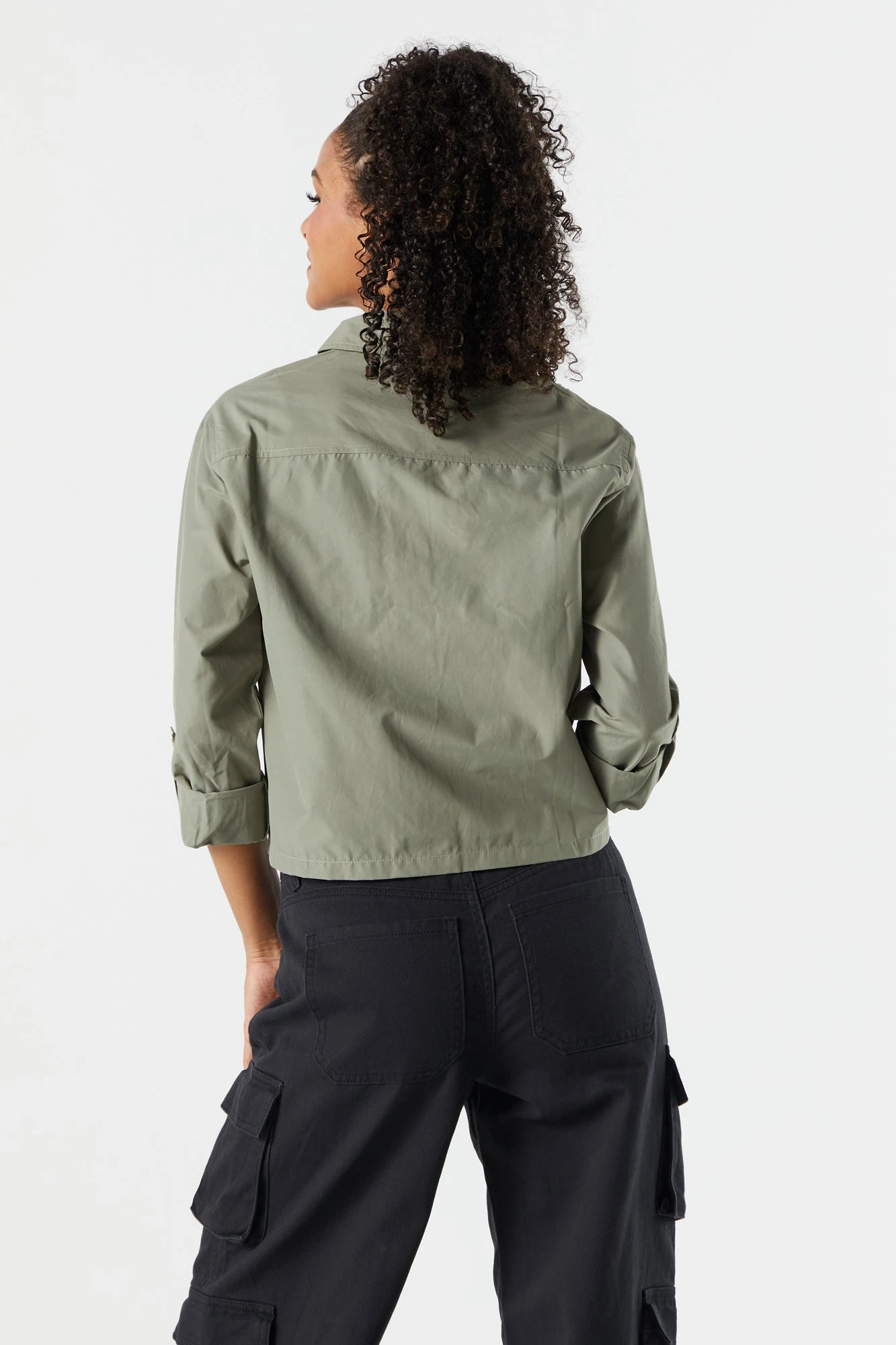 Oversized Poplin D-Ring Button-Up Top - Image 2