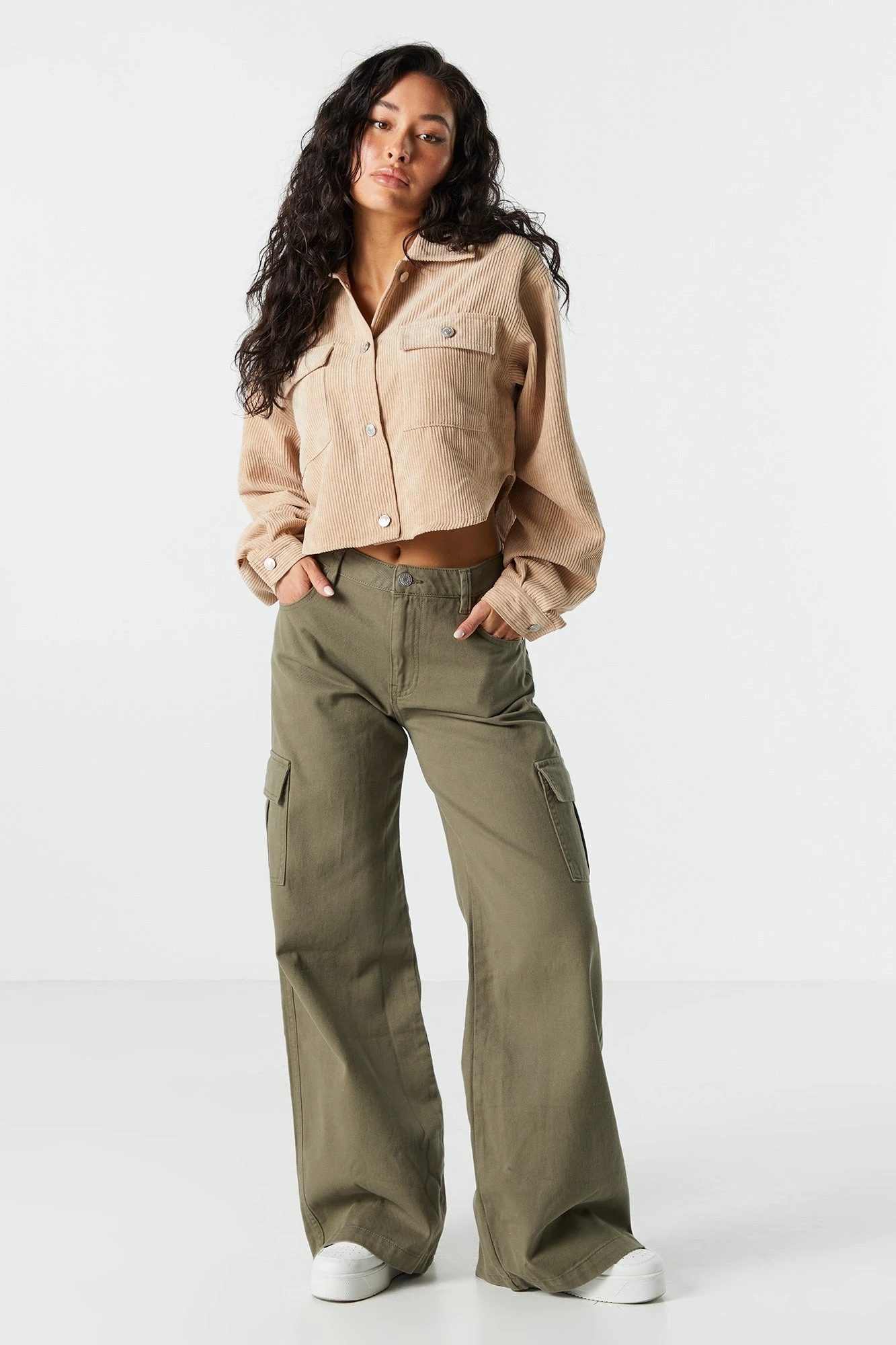 Corduroy Cropped Button-Up Shirt - Image 3