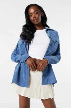 Oversized Corduroy Button-Up Top