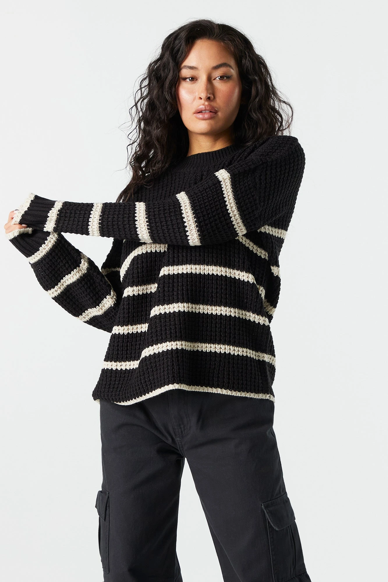 Oversized Striped Chunky Sweater - Image 4