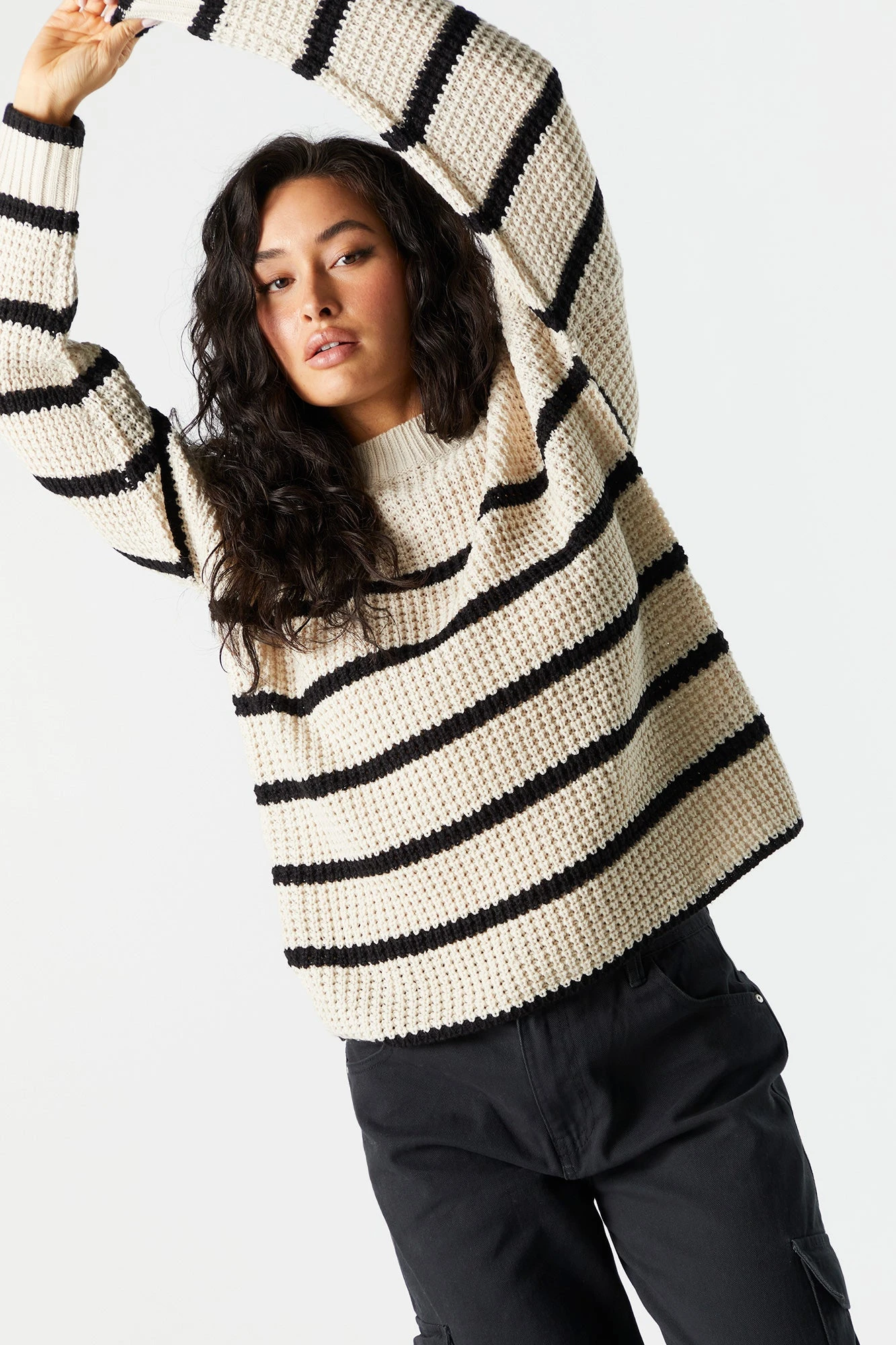 Oversized Striped Chunky Sweater