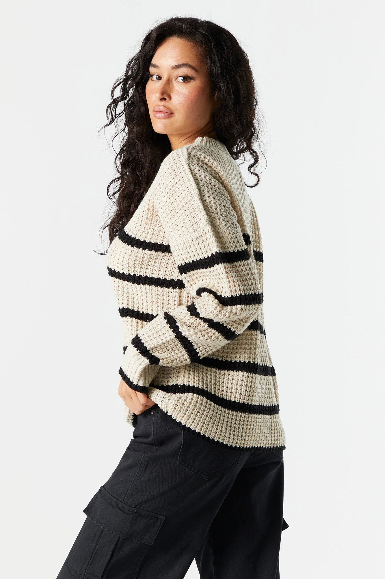 Oversized Striped Chunky Sweater - Image 2
