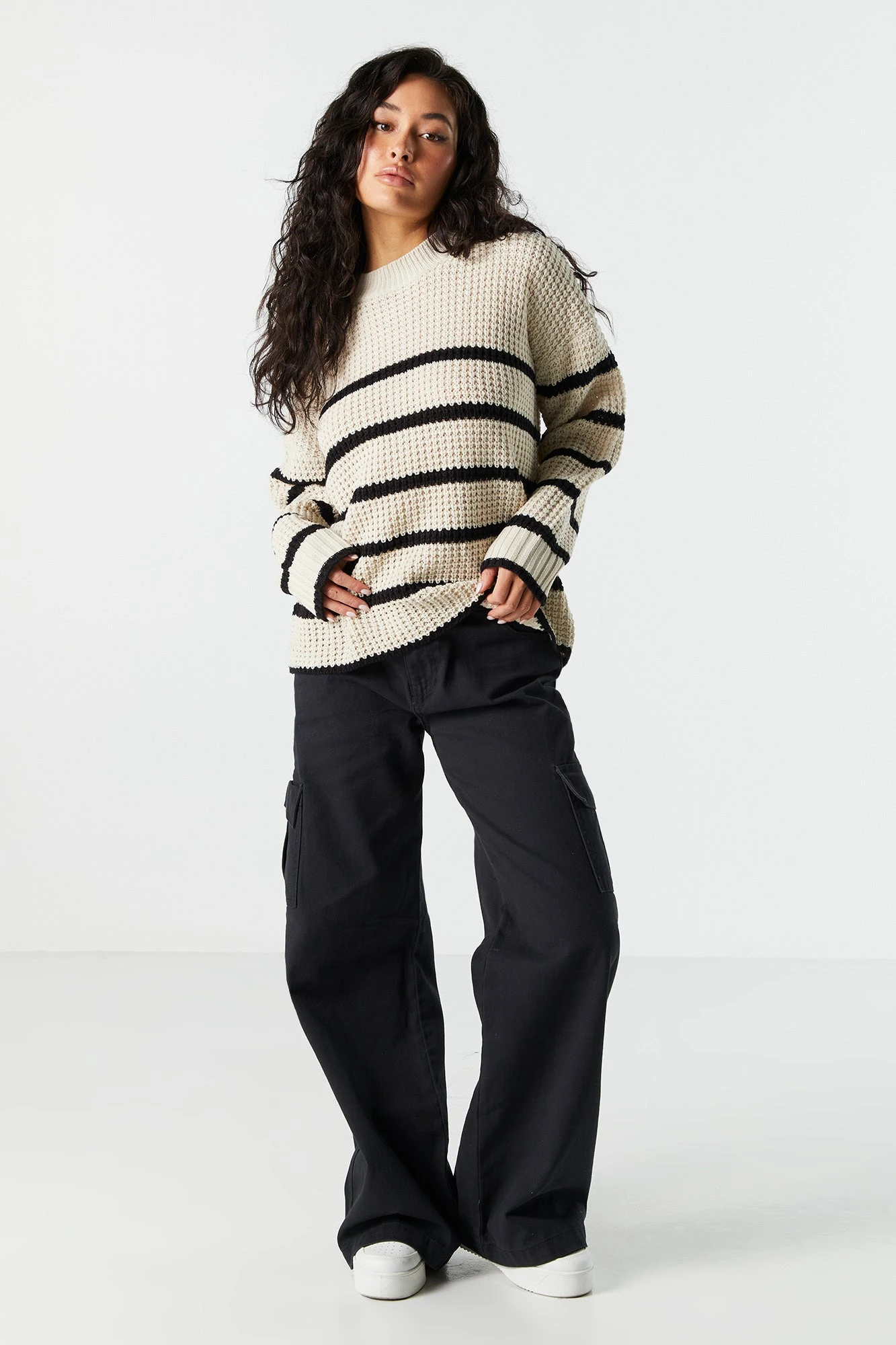 Oversized Striped Chunky Sweater - Image 3