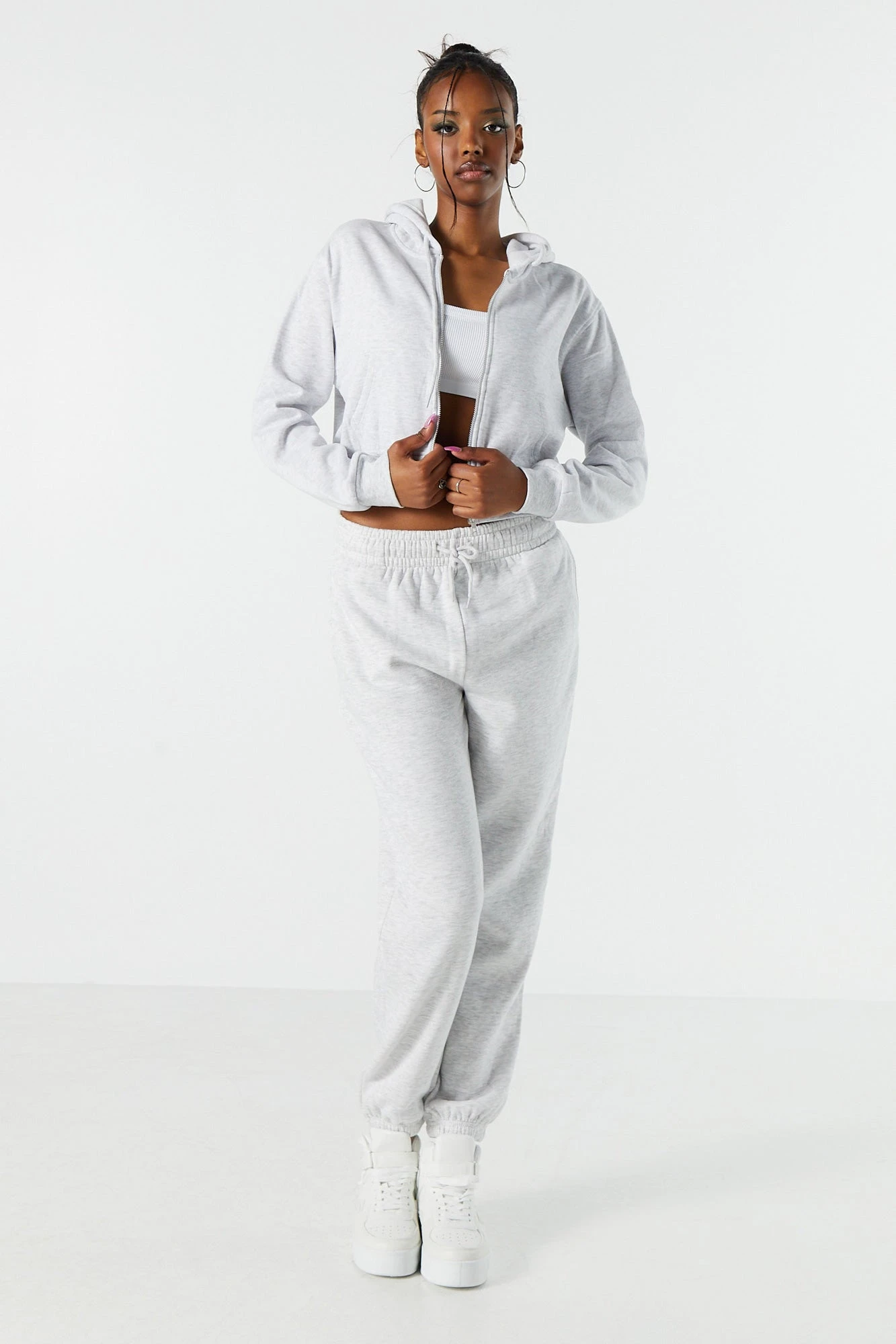 Fleece Zip-Up Cropped Hoodie - Image 14