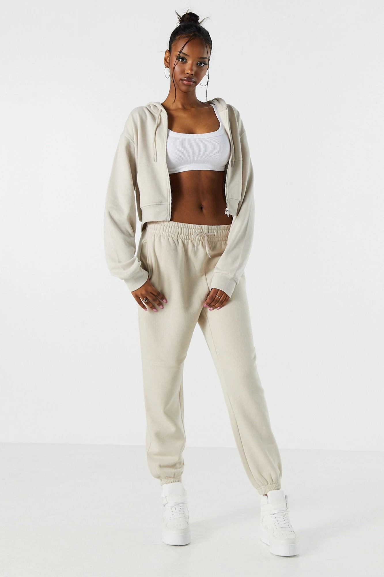 Fleece Zip-Up Cropped Hoodie - Image 20