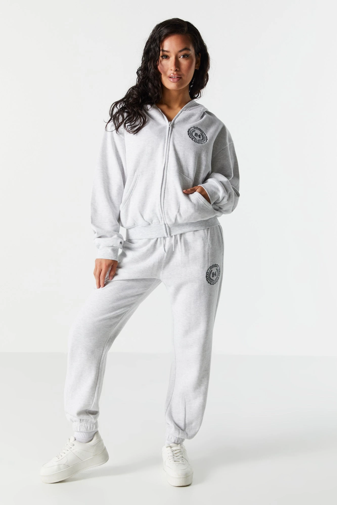 84 Embroidered Zip Up Varsity Hoodie - Image 3