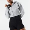 Fleece Corset Zip-Up Cropped Hoodie