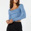 Ruched Long Sleeve Crop Top