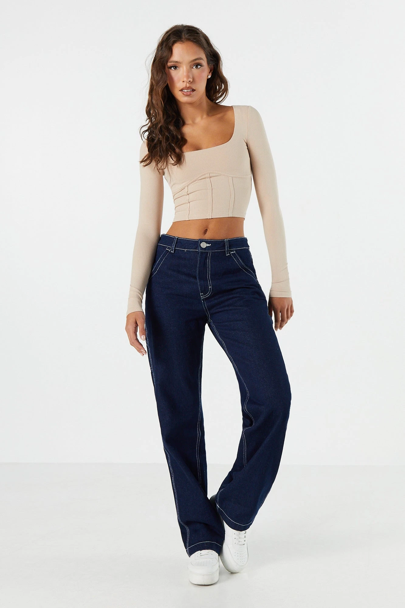 Ribbed Corset Long Sleeve Crop Top - Image 12