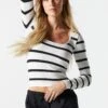 Ribbed Scoop Neck Long Sleeve Top