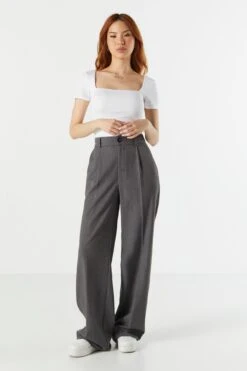 Solid Wide Leg Dress Pant